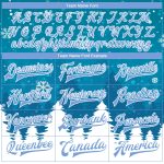 Custom Teal Light Blue White Christmas 3D Bomber Varsity Letterman Jacket with Name and Number - Personalized Team Jacket