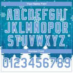 Custom Teal Light Blue White Christmas 3D Bomber Varsity Letterman Jacket with Name and Number - Personalized Team Jacket