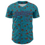 Custom Name Number Baseball Jersey Gothic Style Rose 3D Pattern Teal Maroon Authentic Design Personalized Teal Maroon 3D