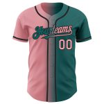 Custom Name Number Gradient Fashion Baseball Jersey Teal Pink Black Medium Authentic Personalized Teal Medium Pink-Black