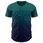 Custom Name and Number Personalized Teal Navy Fashion Baseball Jersey - Authentic Fade Team Jersey Personalized Teal Navy