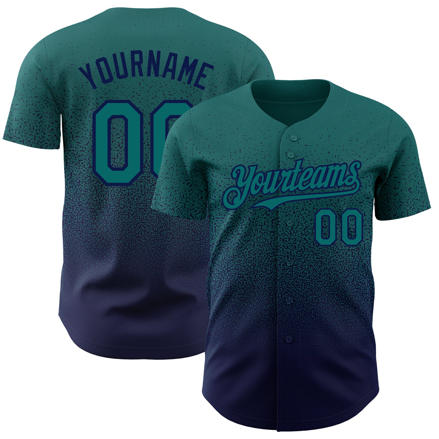 Custom Name and Number Personalized Teal Navy Fashion Baseball Jersey - Authentic Fade Team Jersey Personalized Teal Navy