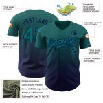 Custom Name and Number Personalized Teal Navy Fashion Baseball Jersey - Authentic Fade Team Jersey Personalized Teal Navy