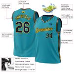 Personalized Authentic Throwback Basketball Jersey in Teal Navy Gold Personalized Teal Navy-Gold Authentic Throwback Basketball