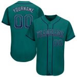Custom Name and Number Authentic Drift Fashion Baseball Jersey in Teal Navy-Gray Personalized Teal Navy-Gray Authentic Drift