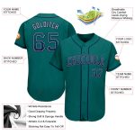 Custom Name and Number Authentic Drift Fashion Baseball Jersey in Teal Navy-Gray Personalized Teal Navy-Gray Authentic Drift