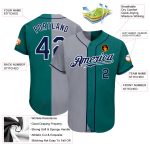 Custom Team Baseball Jersey with Personalized Name & Number - Teal Navy Gray Authentic Split Design Personalized Teal Navy-Gray