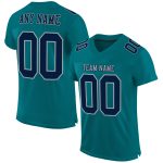 Custom Authentic Football Jersey with Personalized Name and Number, Teal Navy-Gray Mesh Design Personalized Teal Navy-Gray