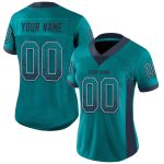 Custom Teal Navy Gray Drift Fashion Football Jersey with Personalized Name and Number Personalized Teal Navy-Gray Mesh Drift