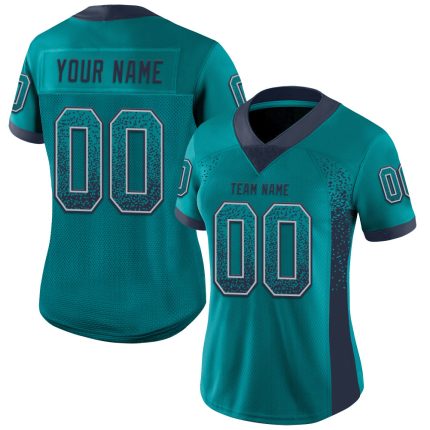 Custom Teal Navy Gray Drift Fashion Football Jersey with Personalized Name and Number Personalized Teal Navy-Gray Mesh Drift