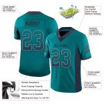 Custom Teal Navy Gray Drift Fashion Football Jersey with Personalized Name and Number Personalized Teal Navy-Gray Mesh Drift