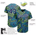 Custom Name & Number 3D Pattern Baseball Jersey - Personalized Teal Navy-Kelly Green Design Personalized Teal Navy-Kelly