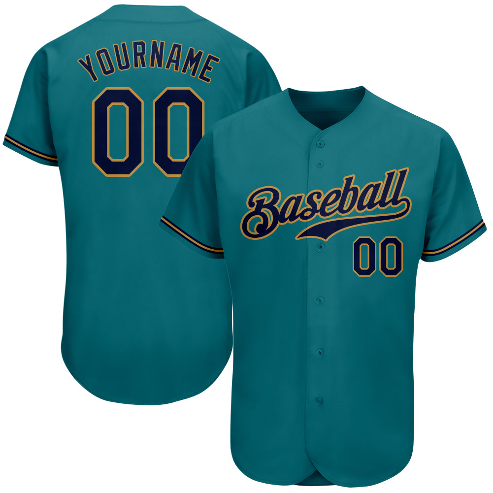 Custom Teal Navy Old Gold Baseball Jersey - Personalized Athletic Gear Personalized Teal Navy-Old Gold Authentic Baseball