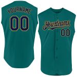 Custom Teal Navy Old Gold Baseball Jersey with Personalized Name & Number - Authentic Sleeveless Team Jersey Personalized