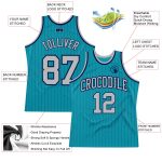 Custom Basketball Jersey with Personalized Name and Number - Teal Navy Pinstripe Gray Authentic Style Personalized Teal Navy