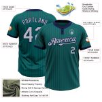 Custom Team Softball Jersey with Name and Number - Personalized Two-Button Unisex in Teal Navy Pinstripe Gray Personalized