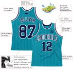Customizable Navy Teal Pinstripe Basketball Jersey with Personalized Name & Number - Authentic Team Apparel Personalized