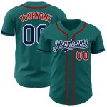 Personalized Authentic Baseball Jersey in Teal Navy Red - Custom Team Apparel Personalized Teal Navy-Red Authentic Baseball