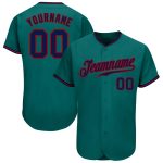 Custom Name and Number Authentic Baseball Jersey - Personalized Teal Navy-Red Team Jersey Personalized Teal Navy-Red Authentic