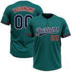 Custom Softball Jersey Team Personalized Teal Navy-Red Unisex with Name & Number - Comfortable Two-Button Design Personalized