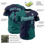 Custom Abstract Brush Stroke Baseball Jersey in Teal Navy White - Personalized Name & Number 3D Pattern Design Personalized