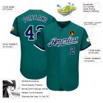 Custom Name and Number Authentic Baseball Jersey - Personalized Teal Navy-White Team Jersey Personalized Teal Navy-White