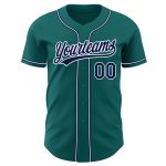 Personalized Authentic Baseball Jersey in Teal, Navy, and White - Customizable Design Personalized Teal Navy-White Authentic