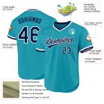 Custom Name and Number Throwback Baseball Jersey - Personalized Teal Navy-White Authentic Team Gear Personalized Teal Navy-White