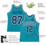 Custom Personalized Authentic Basketball Jersey - Teal Navy White with Name and Number Personalized Teal Navy-White Authentic