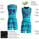Custom Basketball Jersey with Name and Number - Teal Navy White Round Neck Sublimation Suit Personalized Teal Navy-White