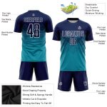 Custom Soccer Uniform Jersey - Personalized Teal Navy-White with Name and Number Personalized Teal Navy-White Sublimation