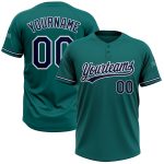 Personalized Unisex Softball Jersey in Teal Navy-White, Two-Button Design, Perfect for Teams and Fans Personalized Teal Navy-White