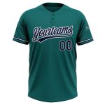 Personalized Unisex Softball Jersey in Teal Navy-White, Two-Button Design, Perfect for Teams and Fans Personalized Teal Navy-White