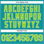 Custom Team Baseball Jersey with Personalized Name and Number - Teal Neon Green and White Authentic Design Personalized Teal