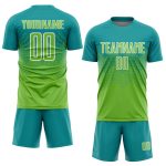 Custom Soccer Jersey with Personalized Name and Number - Teal Neon Green-White Sublimation Team Uniform Personalized Teal