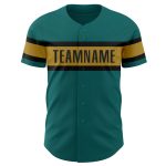 Custom Teal Black Gold Authentic Baseball Jersey - Personalized Design Personalized Teal Old Gold-Black Authentic Baseball