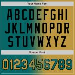 Custom Team Name and Number Teal Old Gold Black Gradient Bomber Varsity Letterman Fashion Jacket Personalized Teal Old Gold-Black