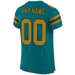 Custom Name and Number Personalized Football Jersey in Teal Old Gold-Black Mesh, Authentic Team Apparel Personalized Teal