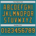 Custom Name and Number Baseball Jersey, Teal Old Gold Black Pinstripe, Authentic Split Design, Personalized Fashion Jersey