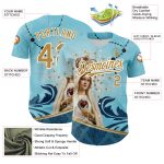 Custom Virgin Mary Baseball Jersey with Teal Old Gold-White 3D Pattern | Personalize Name & Number Personalized Teal Old