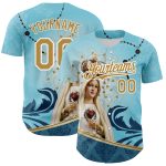 Custom Virgin Mary Baseball Jersey with Teal Old Gold-White 3D Pattern | Personalize Name & Number Personalized Teal Old