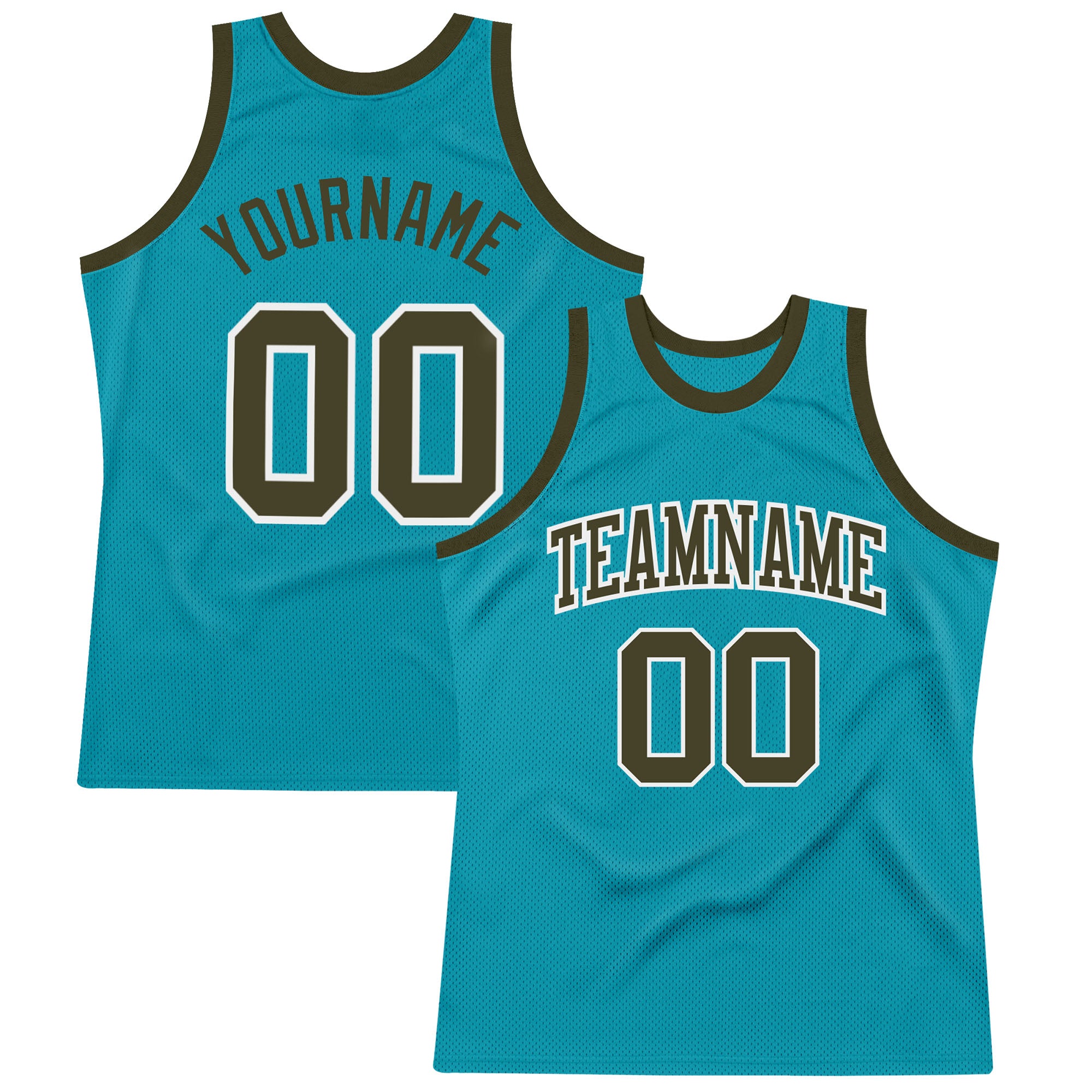 Custom Teal Olive-White Basketball Jersey with Personalized Name & Number - Authentic Throwback Design Personalized Teal