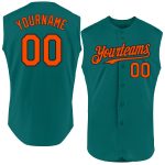 Custom Team Name and Number Sleeveless Baseball Jersey - Personalized Teal Orange Black Authentic Style Personalized Teal