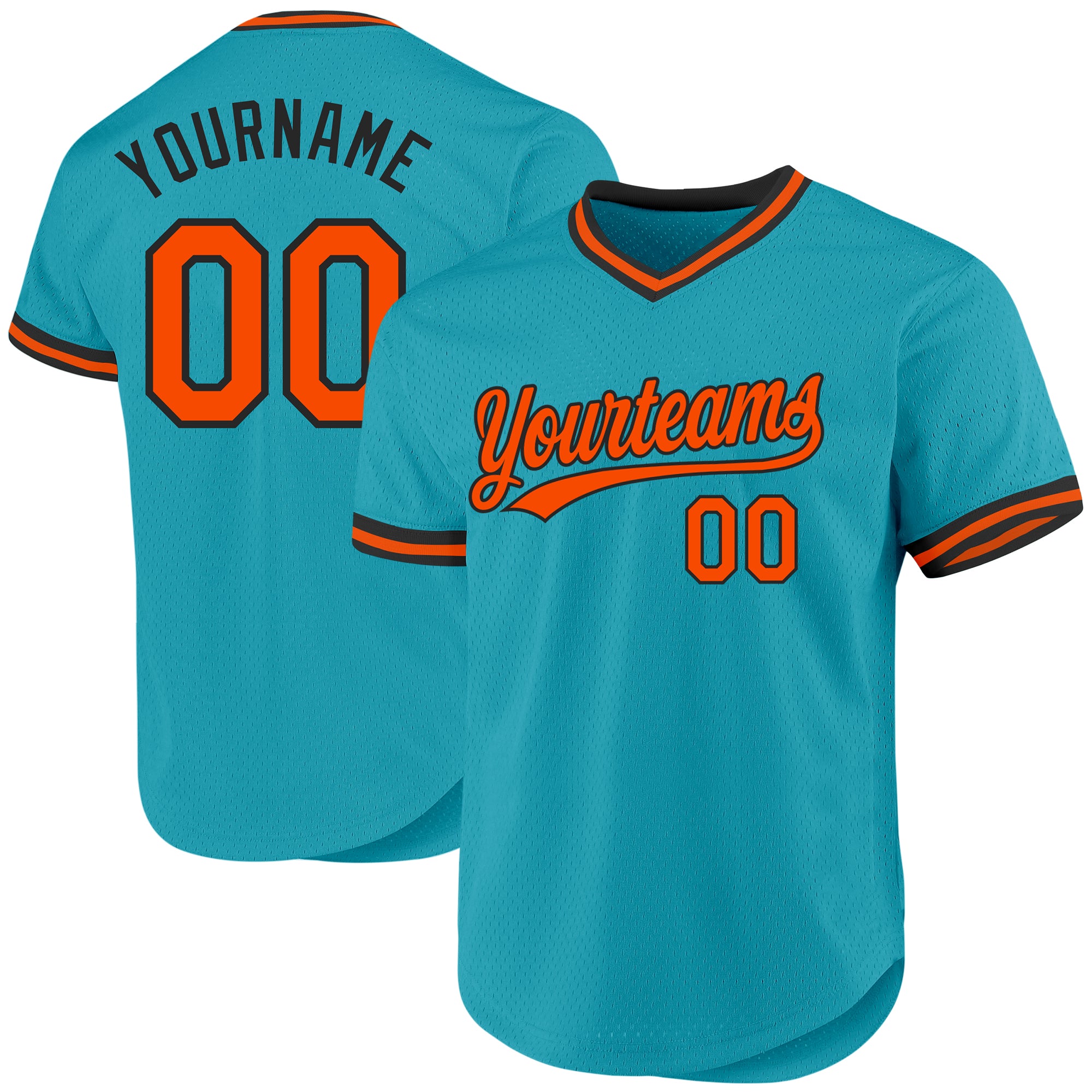 Custom Personalized Baseball Jersey with Team Name and Number - Teal Orange Black Authentic Throwback Design Personalized