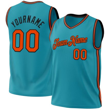 Personalized Basketball Jersey - Authentic Throwback in Teal, Orange, and Black Personalized Teal Orange-Black Authentic
