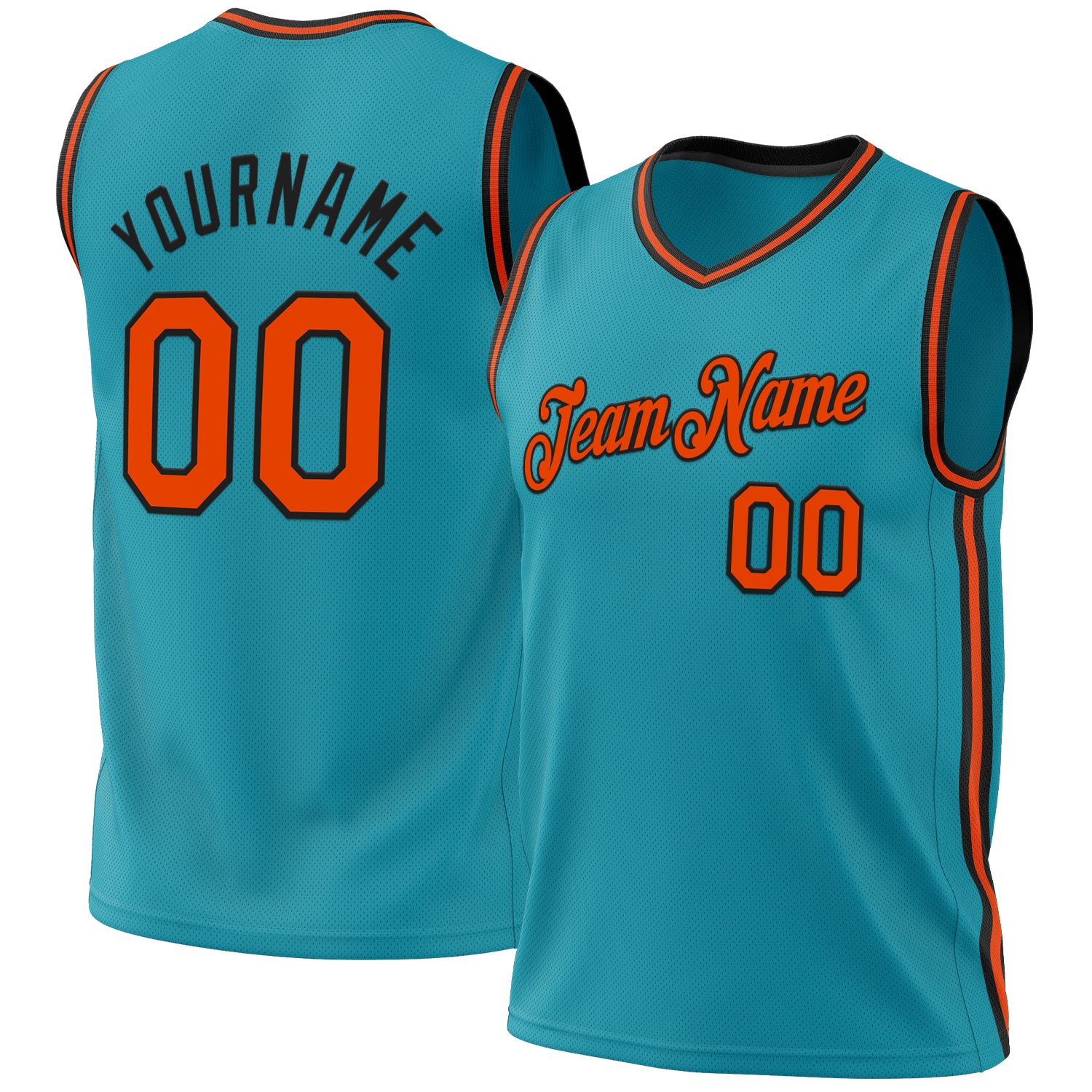 Personalized Basketball Jersey - Authentic Throwback in Teal, Orange, and Black Personalized Teal Orange-Black Authentic