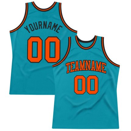 Custom Basketball Jersey with Team Name & Number - Personalized Teal Orange Black Authentic Throwback Style Personalized