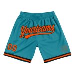 Custom Team Name and Number Basketball Shorts - Personalized Teal Orange-Black Authentic Throwback Style Personalized Teal
