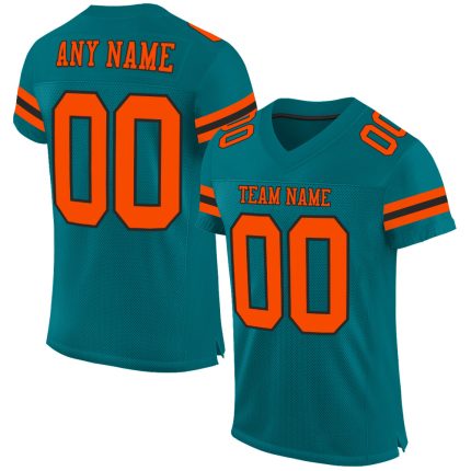 Custom Name and Number Football Jersey - Personalized Teal Orange Black Mesh Authentic Team Gear Personalized Teal Orange-Black