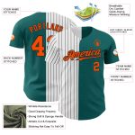 Customizable Teal Orange-Black Pinstripe Baseball Jersey with Name & Number - Authentic Team Fashion Apparel Personalized